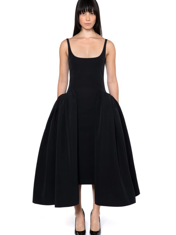 VEZILE MIDI DRESS IN NERO TECHNICAL TAILORING