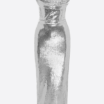 SEQUIN CURVED STRAPLESS DRAPE DRESS