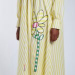 STRIPED FLOWER APPLIQUE DRESS