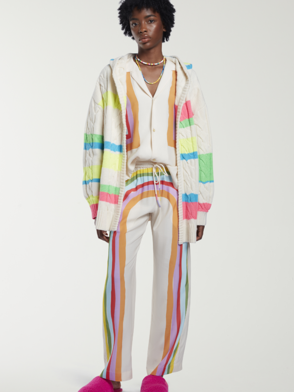 NEON STRIPED HOODED CRDIGAN