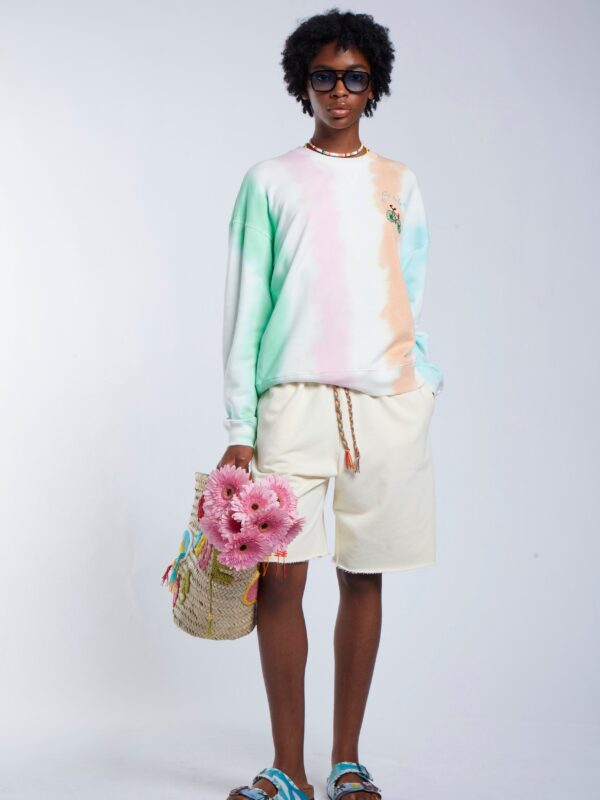 TIE DYE STRIPED SWEATSHIRT