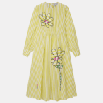 STRIPED FLOWER APPLIQUE DRESS