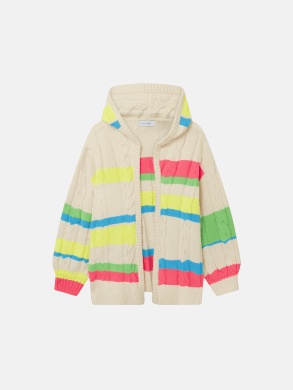 NEON STRIPED HOODED CRDIGAN