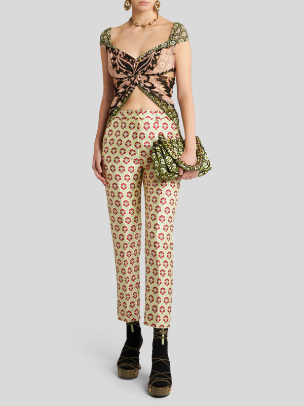 SHINY JACQUARD TROUSERS