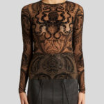 FLOCKED TULLE TOP