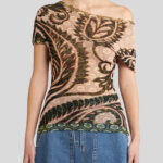 PRINTED TULLE TOP