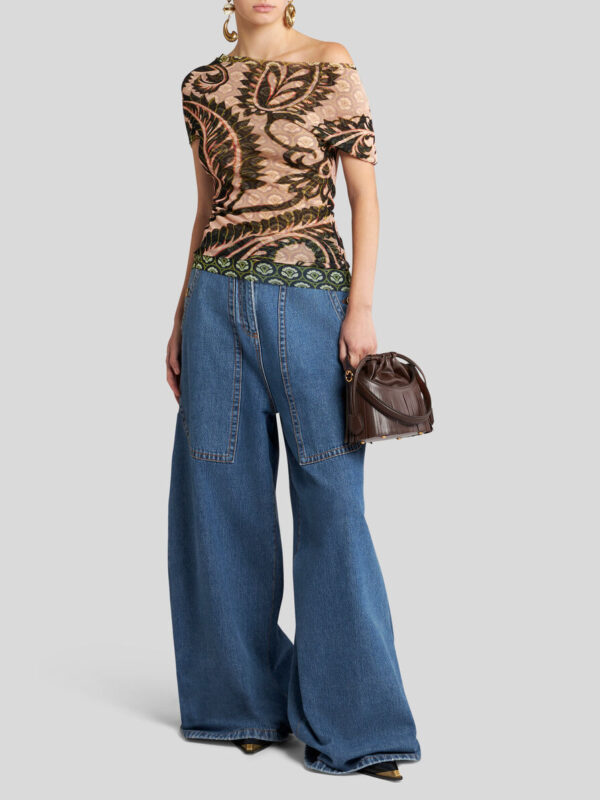 PRINTED TULLE TOP