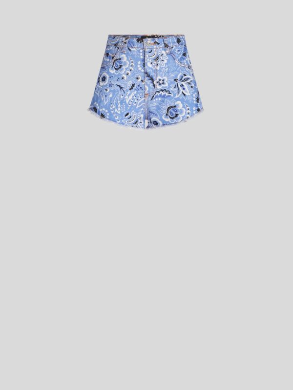 PRINTED DENIM SHORTS