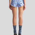 PRINTED DENIM SHORTS