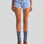 PRINTED DENIM SHORTS