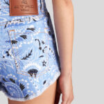 PRINTED DENIM SHORTS