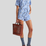 PRINTED DENIM SHORTS