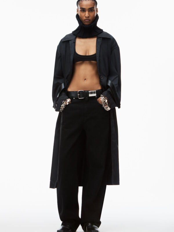 leather belted balloon jeans