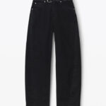 leather belted balloon jeans