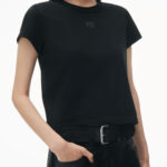 logo shrunken tee in cotton jersey