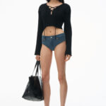 cropped pullover with dropped shoulder