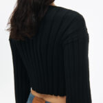cropped pullover with dropped shoulder