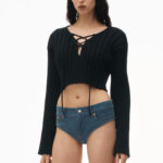 cropped pullover with dropped shoulder