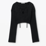 cropped pullover with dropped shoulder