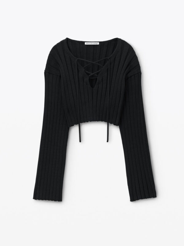 cropped pullover with dropped shoulder