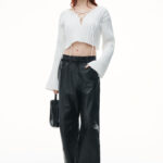 cropped pullover with dropped shoulder