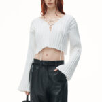 cropped pullover with dropped shoulder