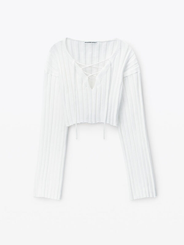 cropped pullover with dropped shoulder