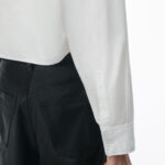 halo print cropped button-up shirt
