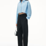 halo print cropped button-up shirt