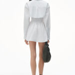 smocked mini dress with overshirt