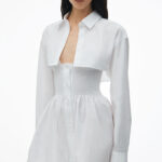 smocked mini dress with overshirt