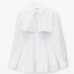 smocked mini dress with overshirt