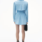 smocked mini dress with overshirt