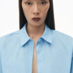 smocked mini dress with overshirt