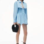smocked mini dress with overshirt