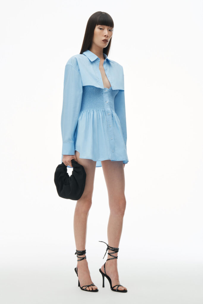 smocked mini dress with overshirt - Helga Design