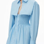 smocked mini dress with overshirt