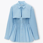 smocked mini dress with overshirt