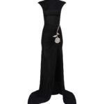 BLACK CRYSTAL ROSE HIGH-LEG GOWN