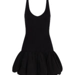 BLACK PUFFBALL MINI DRESS