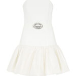 WHITE STRAPLESS BUCKLE MINI DRESS