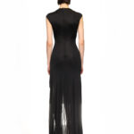 BLACK CRYSTAL ROSE HIGH-LEG GOWN