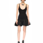 BLACK PUFFBALL MINI DRESS