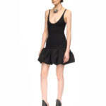 BLACK PUFFBALL MINI DRESS