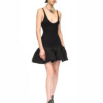 BLACK PUFFBALL MINI DRESS