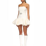 WHITE STRAPLESS BUCKLE MINI DRESS
