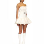 WHITE STRAPLESS BUCKLE MINI DRESS