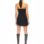BLACK RHINESTONE ROSE STRAPLESS MINI DRESS