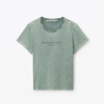 acid wash logo shrunken tee in cotton jersey