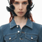 cropped jacket in denim trompe-l'oeil